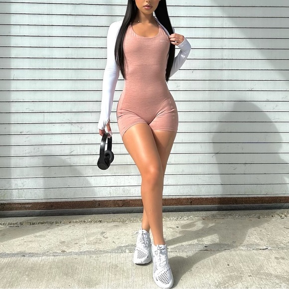 Pink Scrunch Romper - Picture 1 of 3